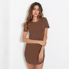 Women Bodycon Mini Dress Gray Solid Patchwork Round Neck Short Dress Evening Party Slim Gray dress Sexy Clubwear