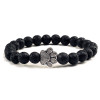 Black Lava Volcanic Stone Paw Print Charm Bracelet