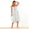 Midi Button Backless Beach Casual Sundress