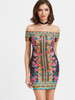 Sexy "bimi" off the shoulder mini bodycon dress