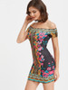 Sexy "bimi" off the shoulder mini bodycon dress