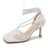 Mesh Lace-up Heels
