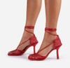 Mesh Lace-up Heels