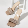Quilted Diamante Square Toe Sandals