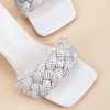 Quilted Diamante Square Toe Sandals