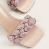 Quilted Diamante Square Toe Sandals