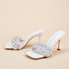 Quilted Diamante Square Toe Sandals