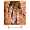 Cute Cat Shower Curtain Custom Cartoon Pattern 3D Print Bathroom Curtain