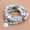 Matte Frosted Amazonite Beads with Lotus OM Buddha Charm Women's Bracelet