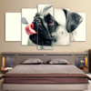 HD Printed 5 Piece Canvas Art Cute Pet Dog Painting Pugs Wall Pictures for Living Room Framed Poster Free Shipping NY-6960A