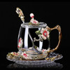 Coffee Cup Mug Flower Tea Glass Cups for Hot and Cold Drinks Tea Cup Spoon Set Coffee Cup Mug Flower Tea Glass Cups for Hot and Cold Drinks Tea Cup Spoon Set