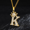 Crystal Crown Alphabet Pendant Necklaces