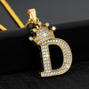Crystal Crown Alphabet Pendant Necklaces