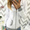 Women's Spring Winter Hoodies Long Sleeve Patchwork Colors Sweatshirts Casual Pockets Zipper Hooded Ladies Outerwear Clothing