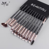 Premium 12 pieces pro-makeup set including Eye Shadow Blending Eyeliner Eyelash Eyebrow Brushes For Makeup