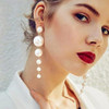Big Simulated Pearl Long Earrings