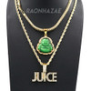 Iced Gold / Silver Buddha Pendant w/ 5mm Franco Chain / JUICE Pendant w/ 4mm Rope Chain Set Iced Gold / Silver Buddha Pendant w/ 5mm Franco Chain / JUICE Pendant w/ 4mm Rope Chain Set