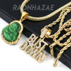 Iced Gold / Silver Buddha Pendant w/ 5mm Franco Chain / BUST DOWN Pendant w/ 4mm Rope Chain Set