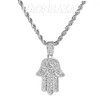 Iced Gold / Silver Buddha Pendant w/ 5mm Franco Chain / Hands of Hamsa w/ 4mm Rope Chain Set