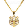 316L Solid Stainless Steel Hip Hop Drake Red Tiger Pendant w/ 5mm Miami Cuban Chain