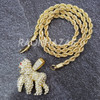 MENS ICED GOLD PLATED KING KONG GORILLA PENDANT 4mm ROPE / FRANCO CHAIN