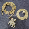MENS ICED GOLD PLATED KING KONG GORILLA PENDANT 4mm ROPE / FRANCO CHAIN
