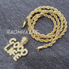 MENS ICED GOLD BUBBLE GOOD LIFE PENDANT 4mm ROPE / FRANCO CHAIN NECKLACE