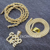 MENS ICED GOLD BUBBLE GOOD LIFE PENDANT 4mm ROPE / FRANCO CHAIN NECKLACE