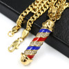 316L Stainless Blinged Out Barber Shop Chop Chop Pendant w 4mm Miami Cuban Chain