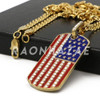 Stainless Steel Gold American Flag Dog Tag Pendant w/Cuban Chain Stainless Steel Gold American Flag Dog Tag Pendant w/Cuban Chain