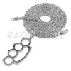Stainless Steel Silver Knuckle Pendant w/ 5mm Miami Cuban Chain Stainless Steel Silver Knuckle Pendant w/ 5mm Miami Cuban Chain