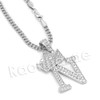 Crown N Initial Pendant Necklace Set.