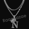Crown N Initial Pendant Necklace Set.