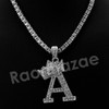 King Crown A Initial Pendant Necklace Set (Silver)