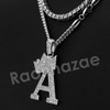 King Crown A Initial Pendant Necklace Set (Silver)