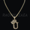 Crown U Initial Pendant Necklace Set Crown U Initial Pendant Necklace Set