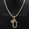 Crown U Initial Pendant Necklace Set Crown U Initial Pendant Necklace Set