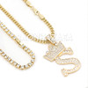 Crown S Initial Pendant Necklace Set