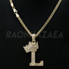 Crown L Initial Pendant Necklace Set