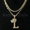 Crown L Initial Pendant Necklace Set