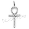 Lab diamond Micro Pave Egyptian Ankh Cross II Pendant w/ Miami Cuban Chain BR103