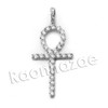 Lab diamond Micro Pave Egyptian Ankh Cross II Pendant w/ Miami Cuban Chain BR103