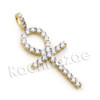 Lab diamond Micro Pave Egyptian Ankh Cross II Pendant w/ Miami Cuban Chain BR103