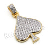 Lab diamond Micro Pave Fortune Spade Pendant w/ Miami Cuban Chain BR077