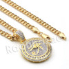 Lab diamond Micro Pave Rounded Eye of Horus Pendant w/ Miami Cuban Chain BR036