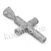 Lab diamond Micro Pave Gold PT Uzi Cross Pendant w/ Miami Cuban Chain B24G