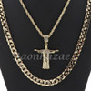 CHRIST REDEEMER PENDANT DIAMOND CUT 30" CUBAN ROPE CHAIN NECKLACE G47