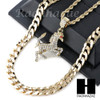 21 SAVAGE HORSE CHARM DIAMOND CUT 30" CUBAN CHAIN NECKLACE SET G20