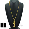 MEN 316L STAINLESS STEEL TALL SANTA MUERTE PENDANT W 24" BOX CHAIN NECKLACE S222