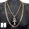 MEN ANKH PENDANT ROPE CHAIN DIAMOND CUT 30" CUBAN CHAIN NECKLACE SET G2 MEN ANKH PENDANT ROPE CHAIN DIAMOND CUT 30" CUBAN CHAIN NECKLACE SET G2